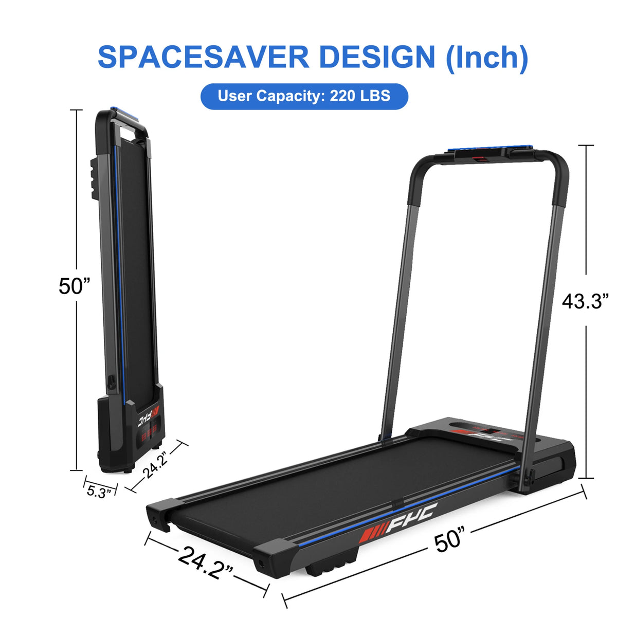 2 in 1 Under Desk Treadmill 2.5HP Blue H5381