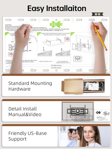 Full Motion TV Wall Mount for 47-84 inch Flat Screen LED 4K TV Y24337