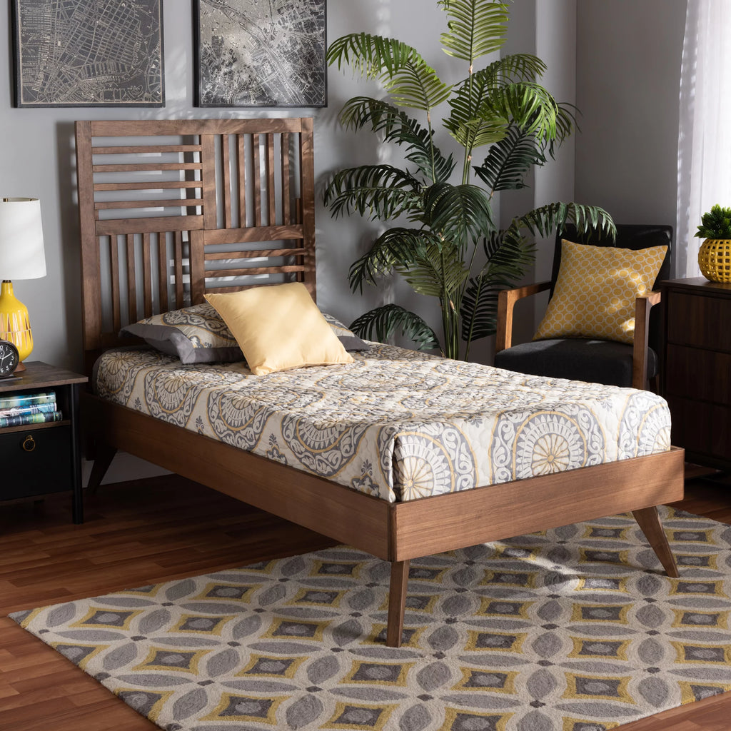 Twin Walnut Brown Platform Bed J487837