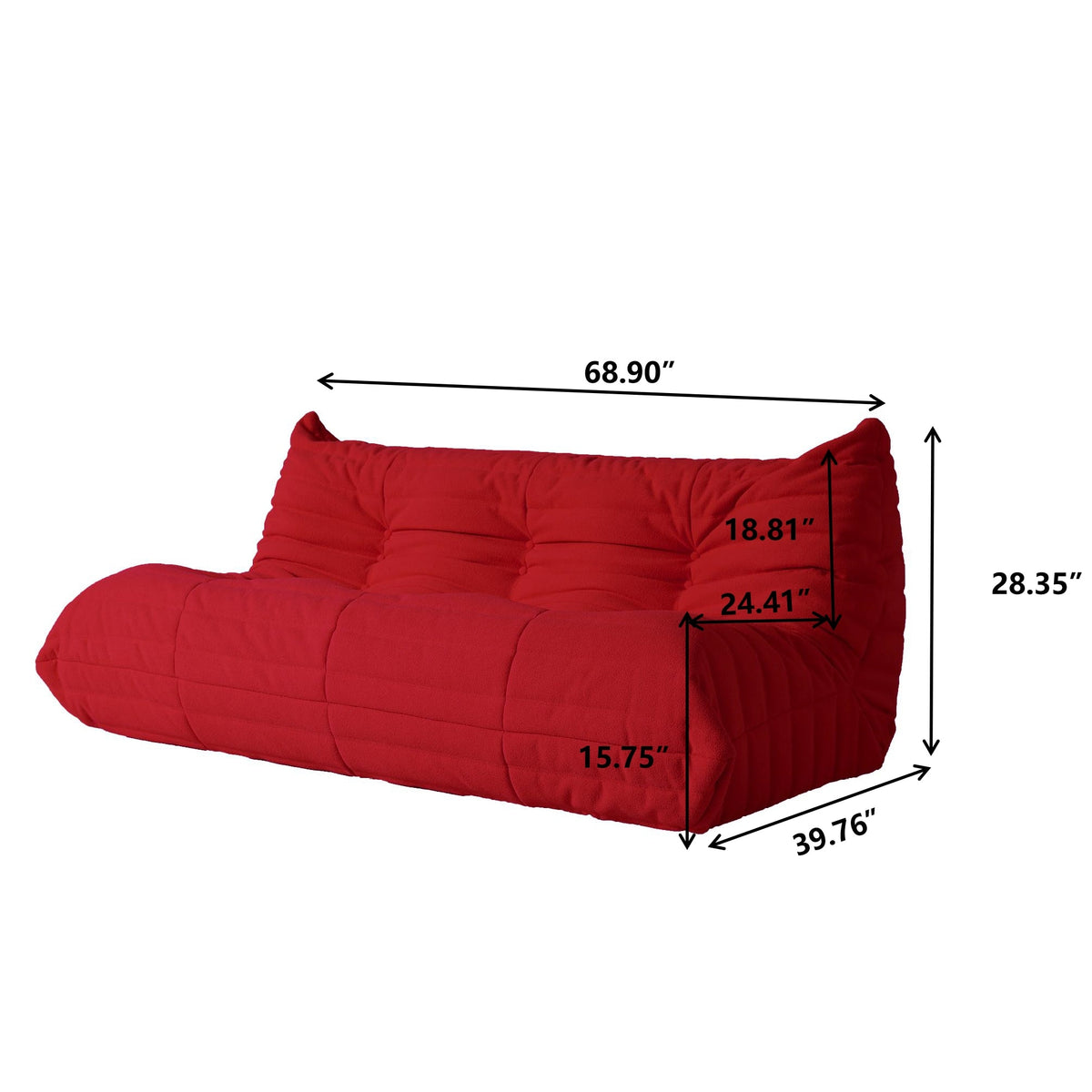 Red Teddy Fabric Sofa Set D845