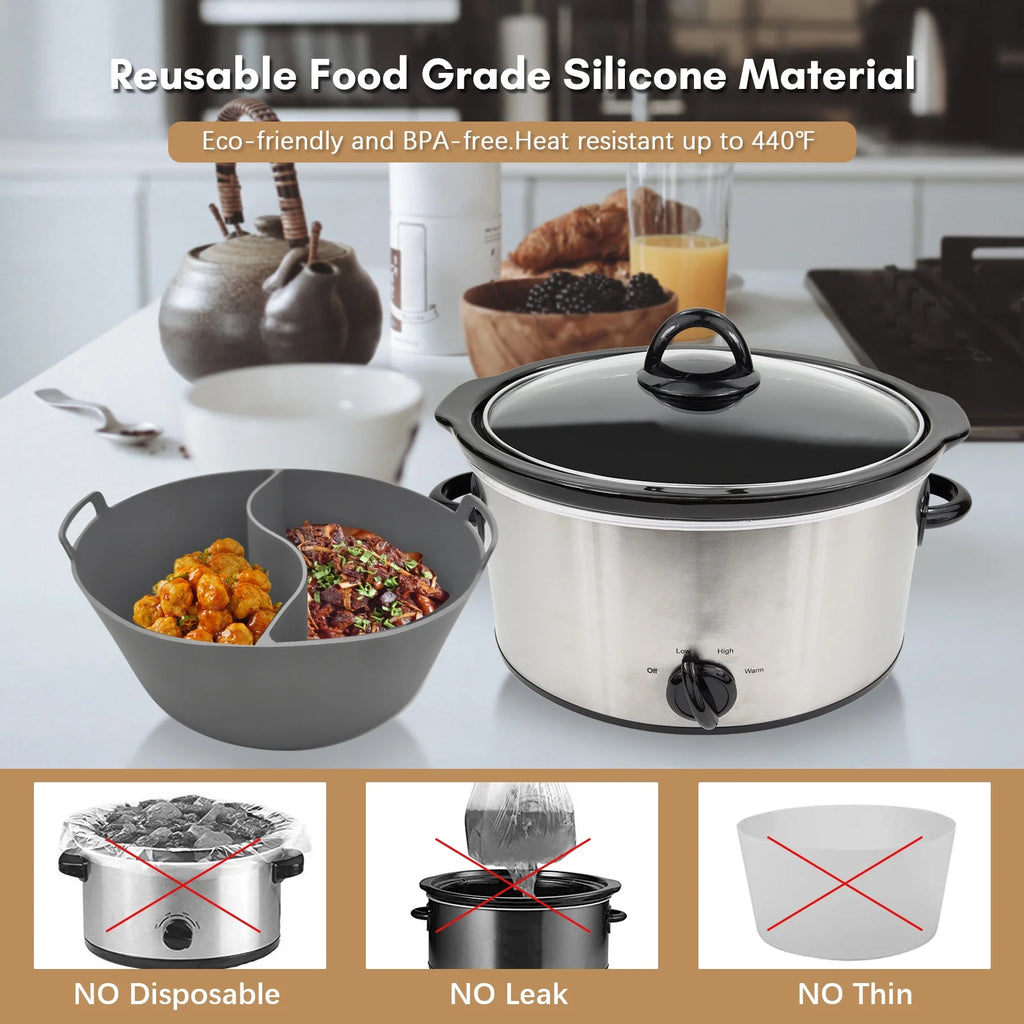 Slow Cooker Liners, Silicone, Reusable, Leakproof, Dishwasher Safe, 2pcs V890