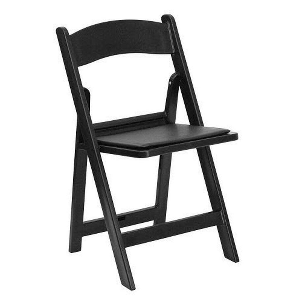 Black Resin Folding Chair with Vinyl Padded Seat W20653