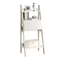 White Ladder Bookcase with Drop-Down Desk R934