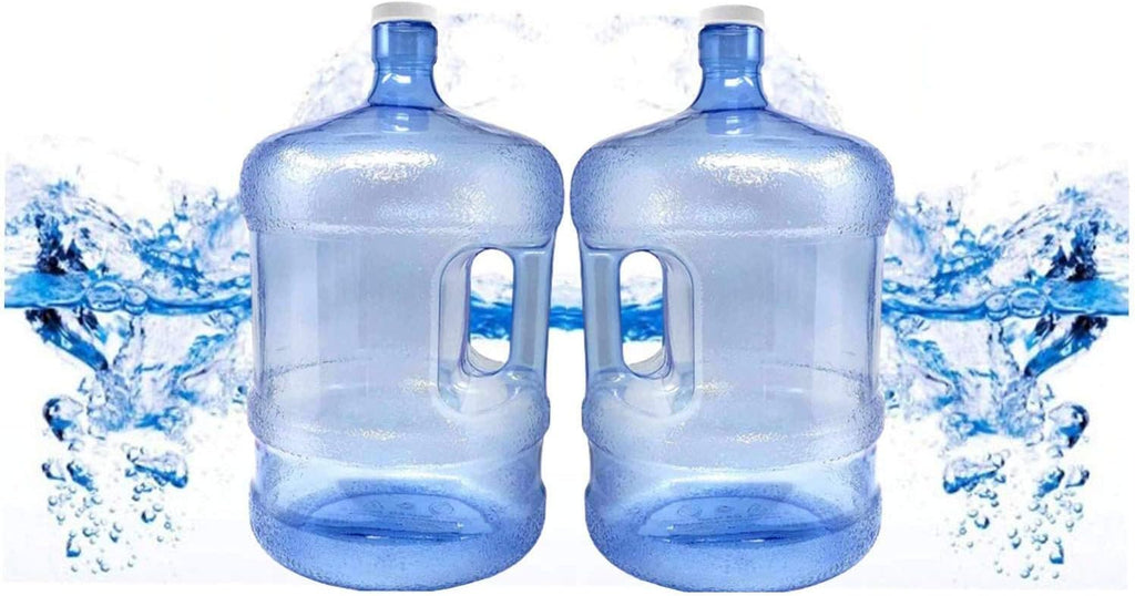 2 Pack 5 Gallon Plastic Water Bottle Container with Cap & Carrying Handle C332482