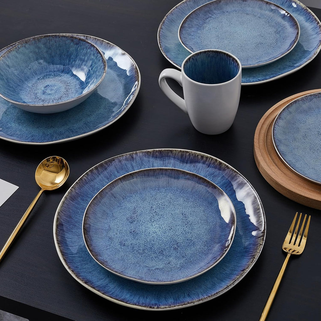 16-Piece Blue Stoneware Dinnerware Set U614719
