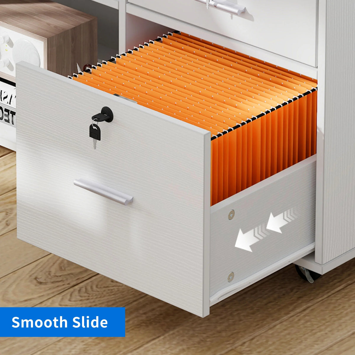 White 3 Drawer File Cabinet with Charging Station D92366