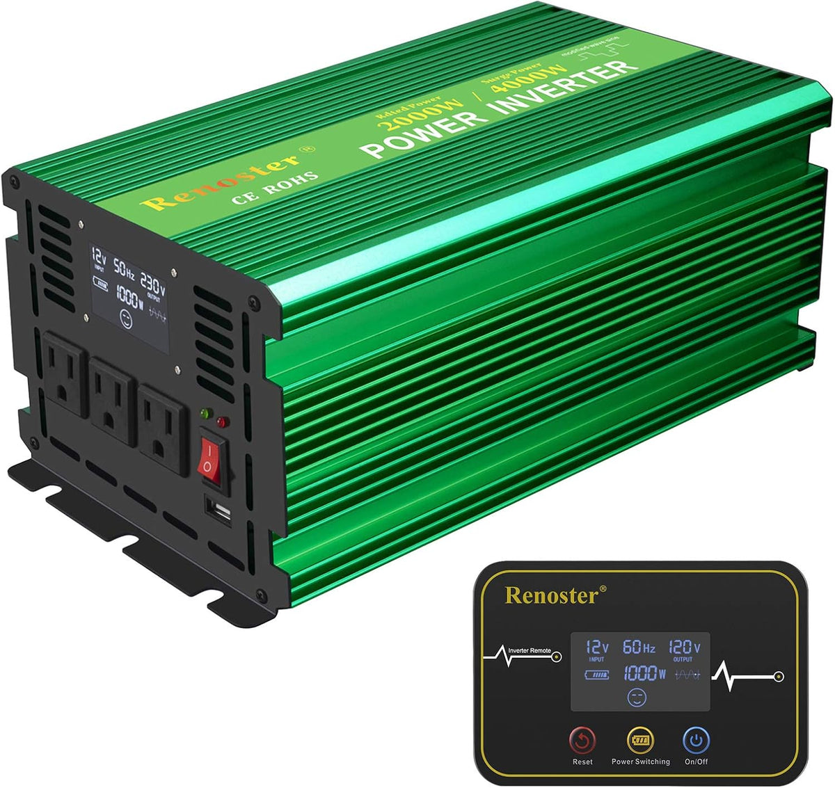 12V to 120V Modified Sine Wave Power Inverter with LCD Display 3000W Y7646