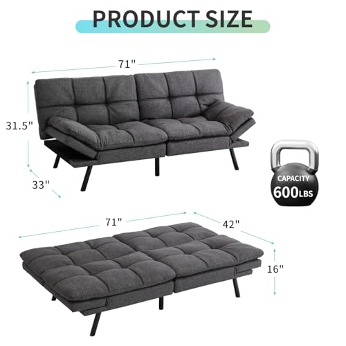 Brown Adjustable Memory Foam Futon Sofa Bed I3927
