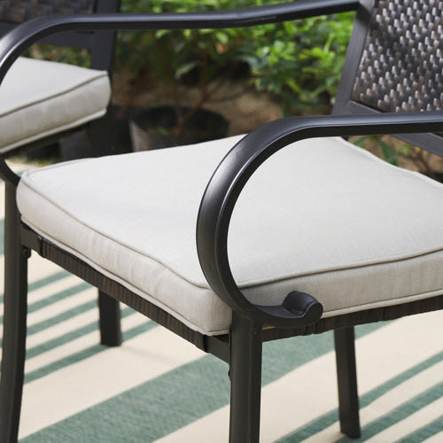 2-Piece Patio Rattan Wicker Armrest Chairs with Beige Cushion P504