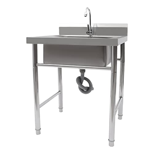 Free Standing Stainless Steel Single Bowl Utility Sink (47.2" W x 19.6" D x 31.5" H) F435