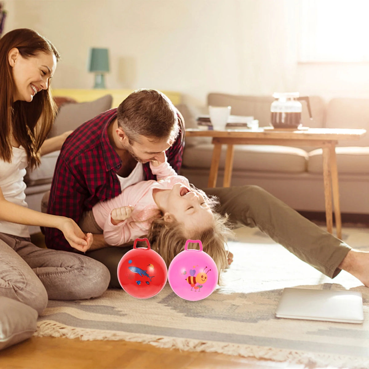 3Pcs Inflatable Hopper Balls with Handle J96712