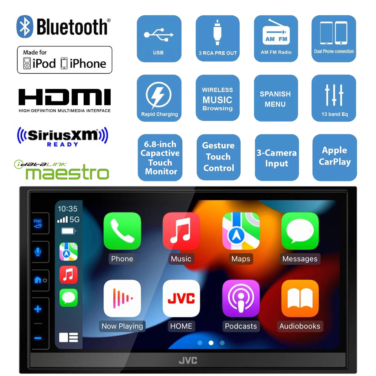 6.8" Touch Screen Car Stereo with 6x9" 3-Way Speakers E49968