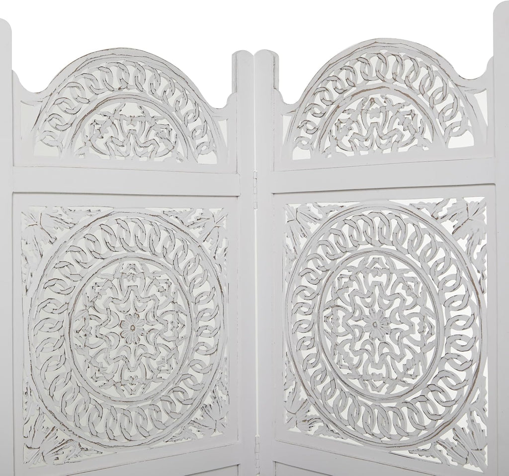 White 3 Panel Wood Room Divider Screen K117534