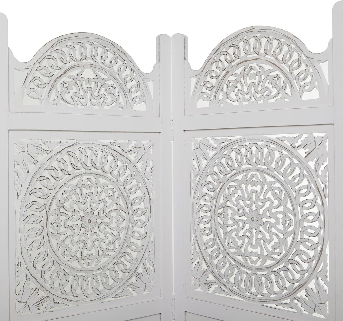 White 3 Panel Wood Room Divider Screen K117534