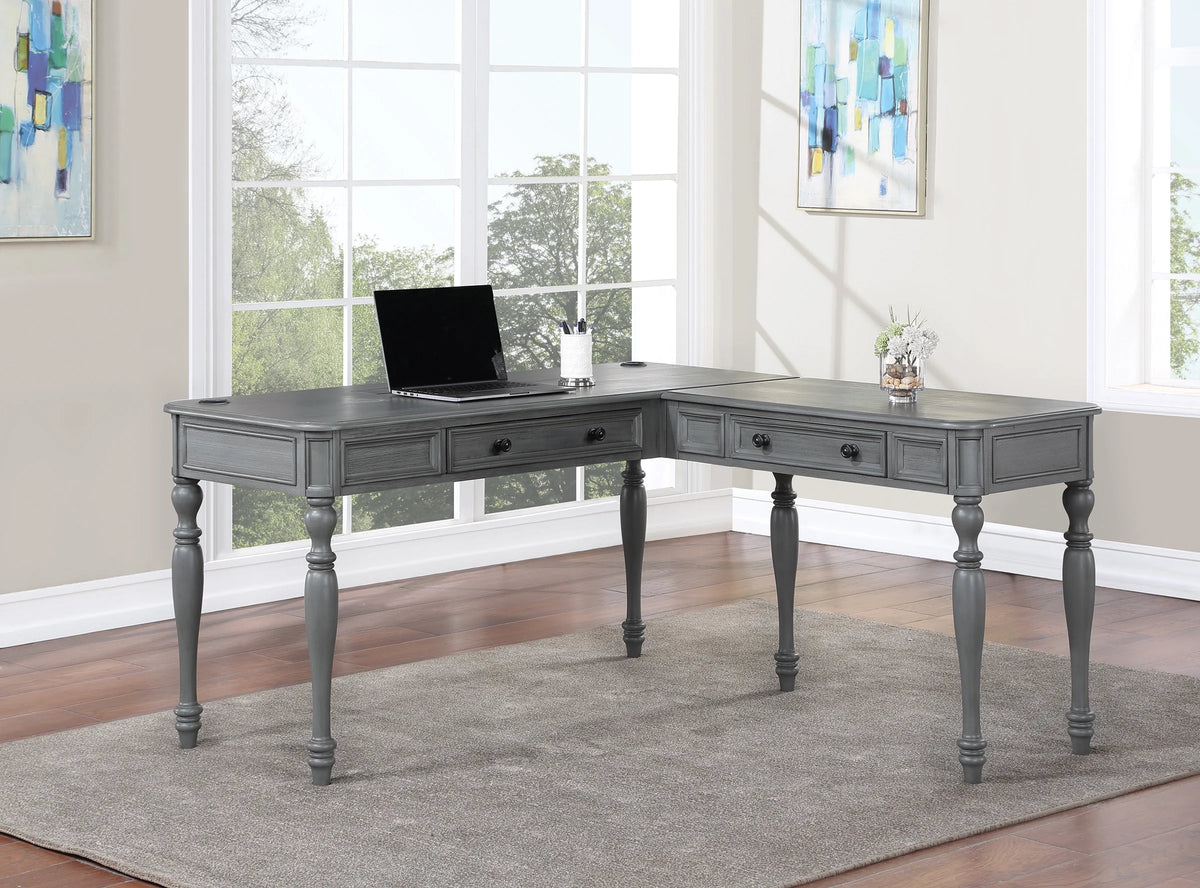 L-Shape Engineered Wood Desk with Power Z57079
