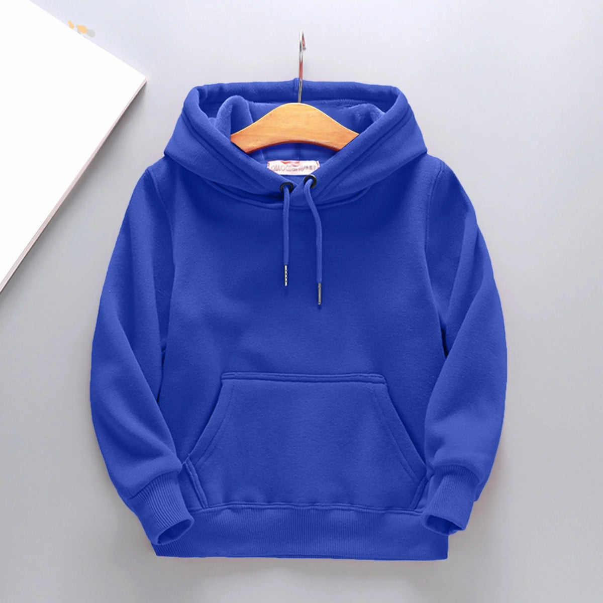 Boys Hoodies Winter Drawstring Hooded Solid Color Print Kids Pullover with Pockets (Blue) R589935