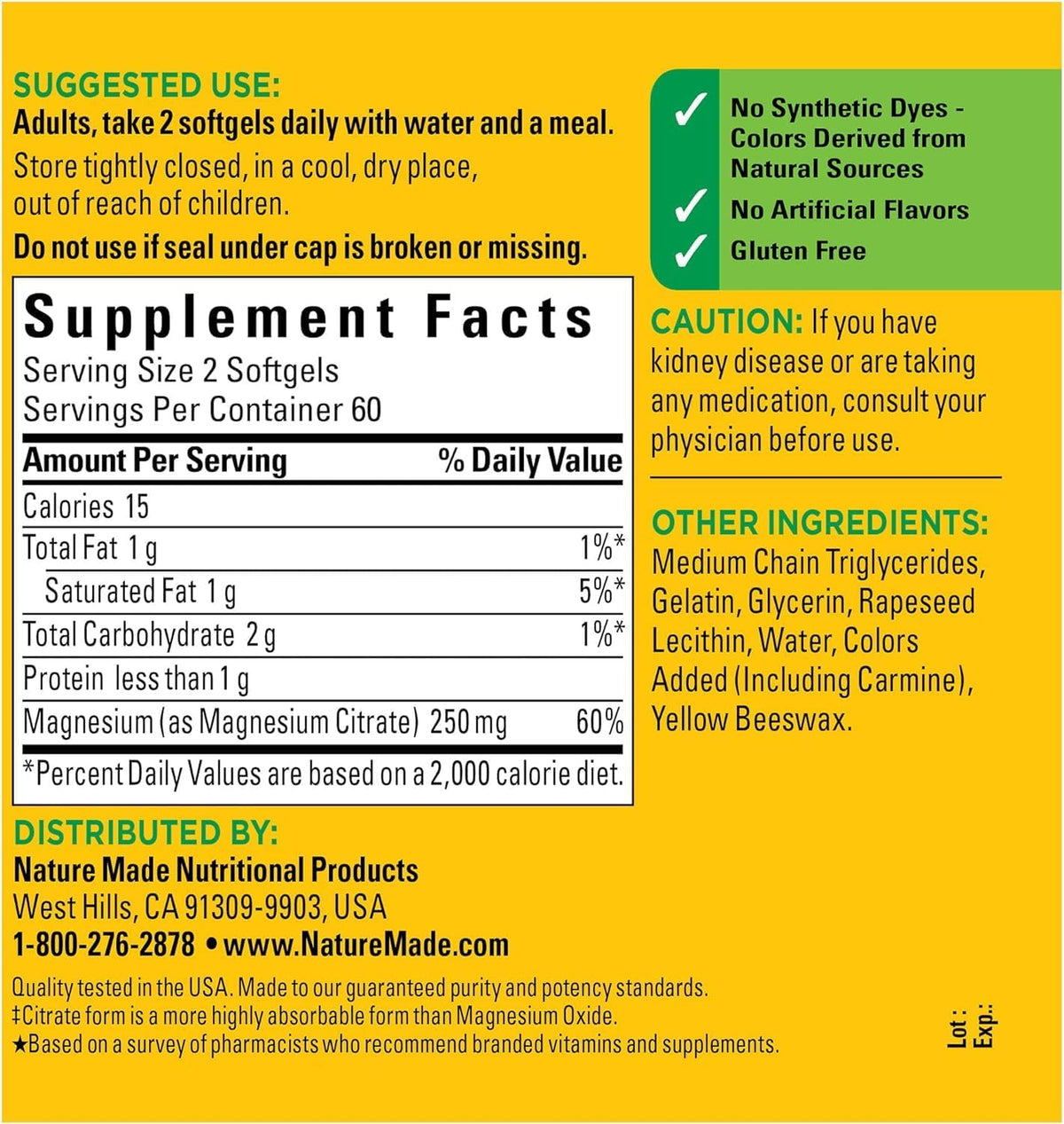 Magnesium Citrate 250 mg 120 Softgels M1982