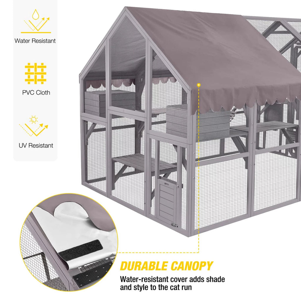 110'' Extra Large Wooden Catio Cage with Roof Cover F239