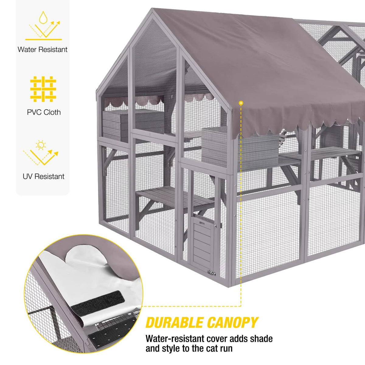 110'' Extra Large Wooden Catio Cage with Roof Cover F239