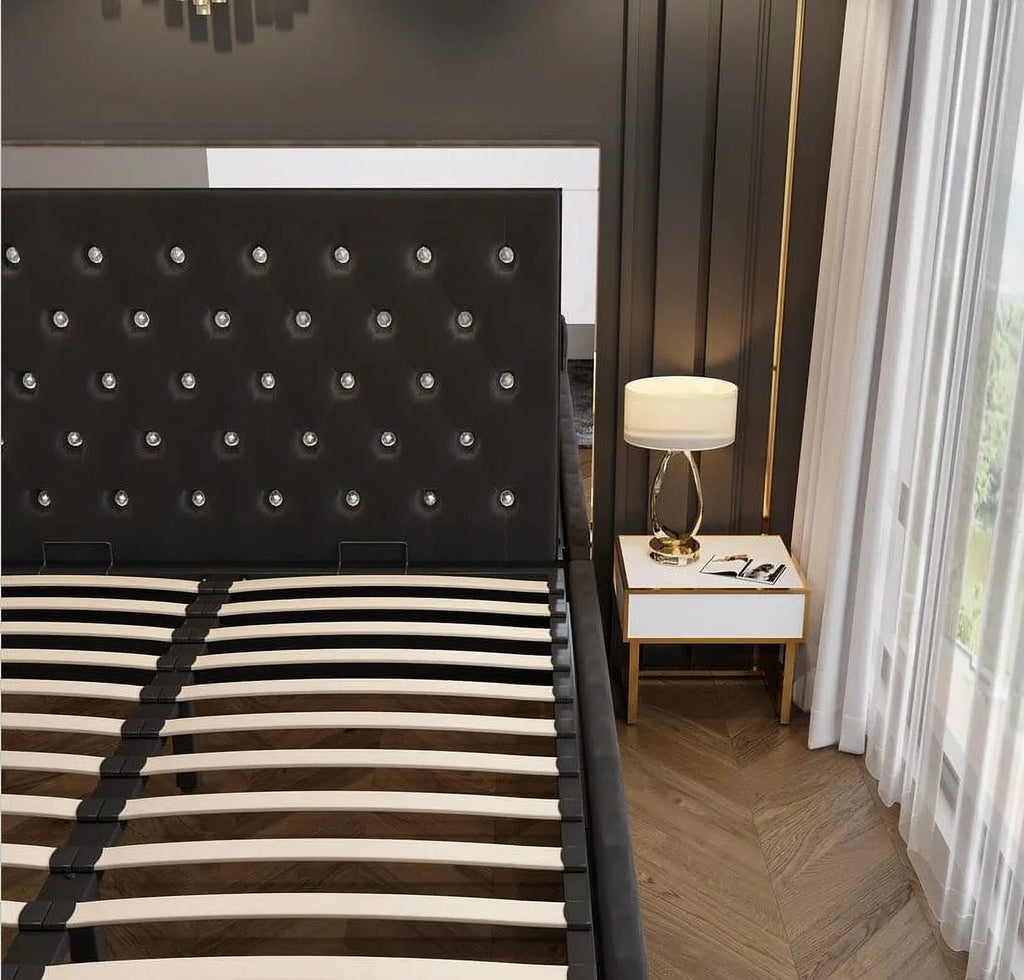 Crystal Velvet Upholstered Headboard with Mirror E5309