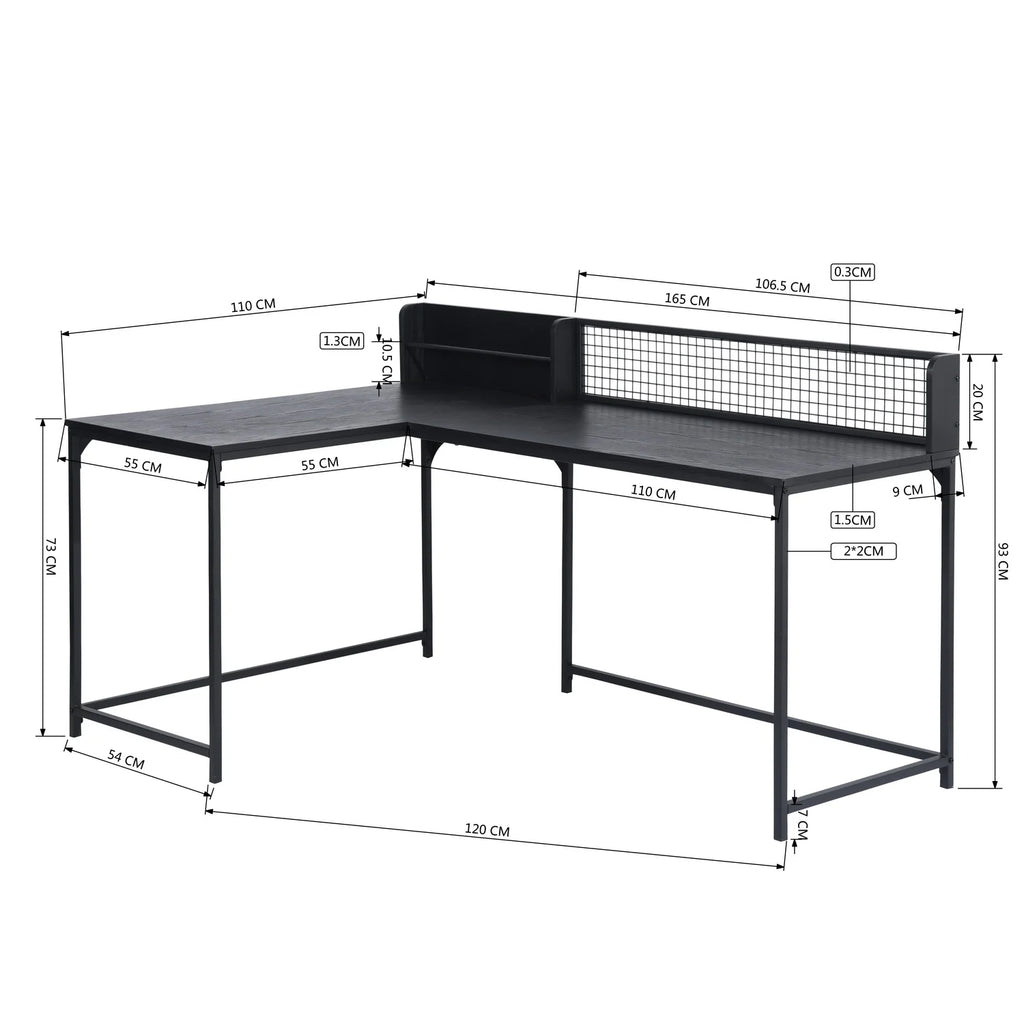 Black L Shaped Corner Desk H56544