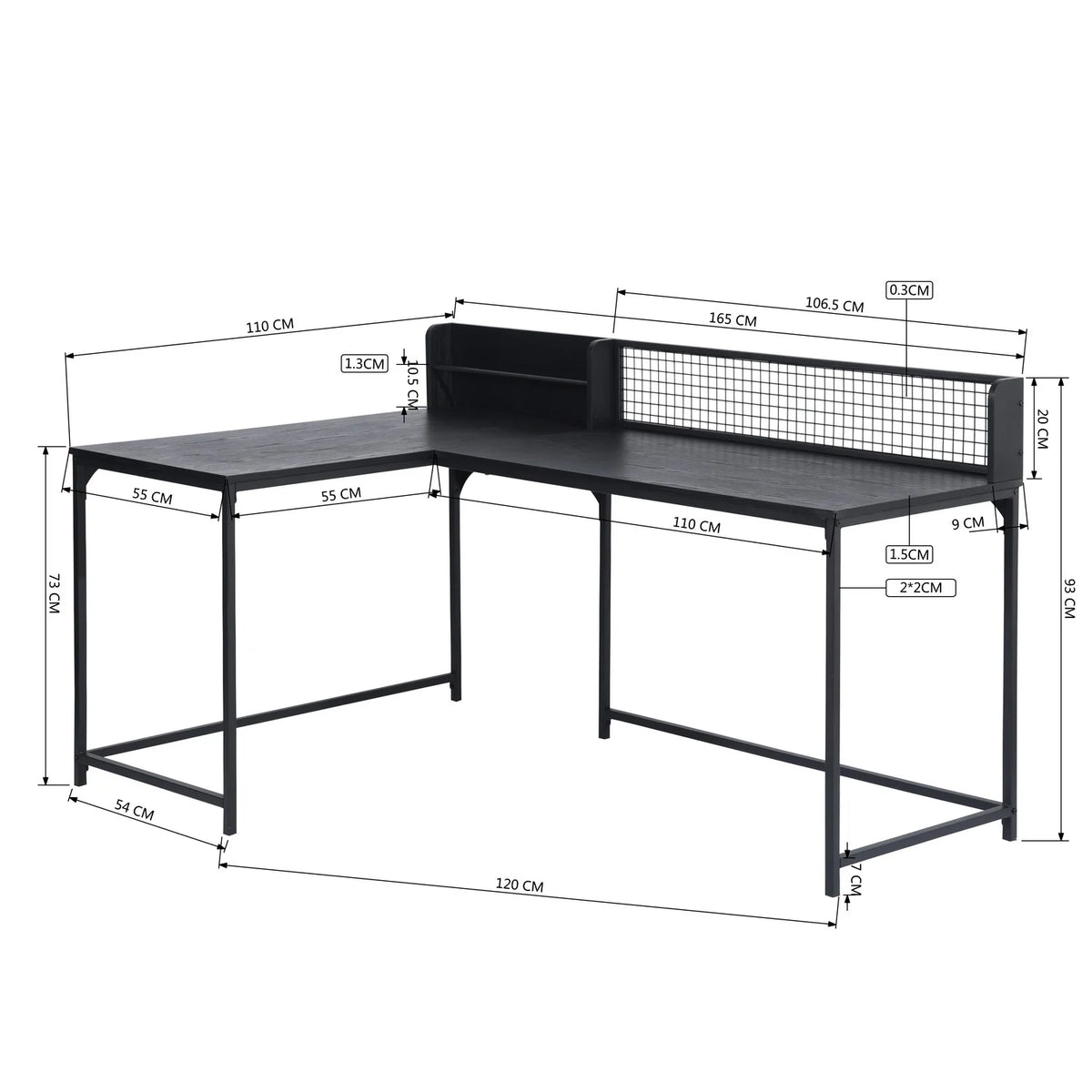 Black L Shaped Corner Desk H56544
