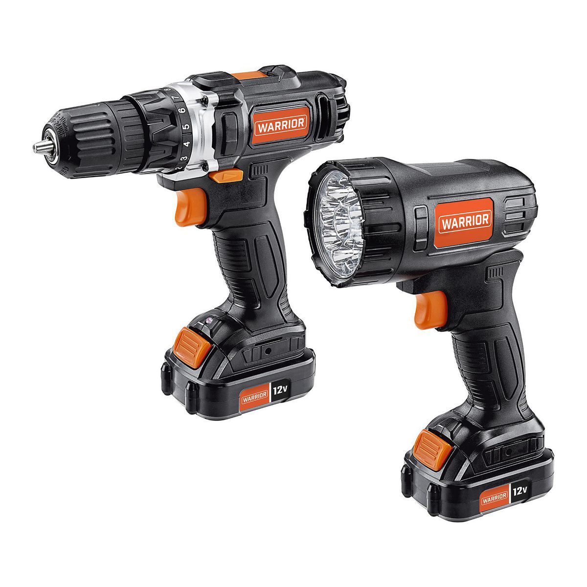12V Cordless Drill and Flashlight 2-Tool Combo Kit with Battery and Charger W145096