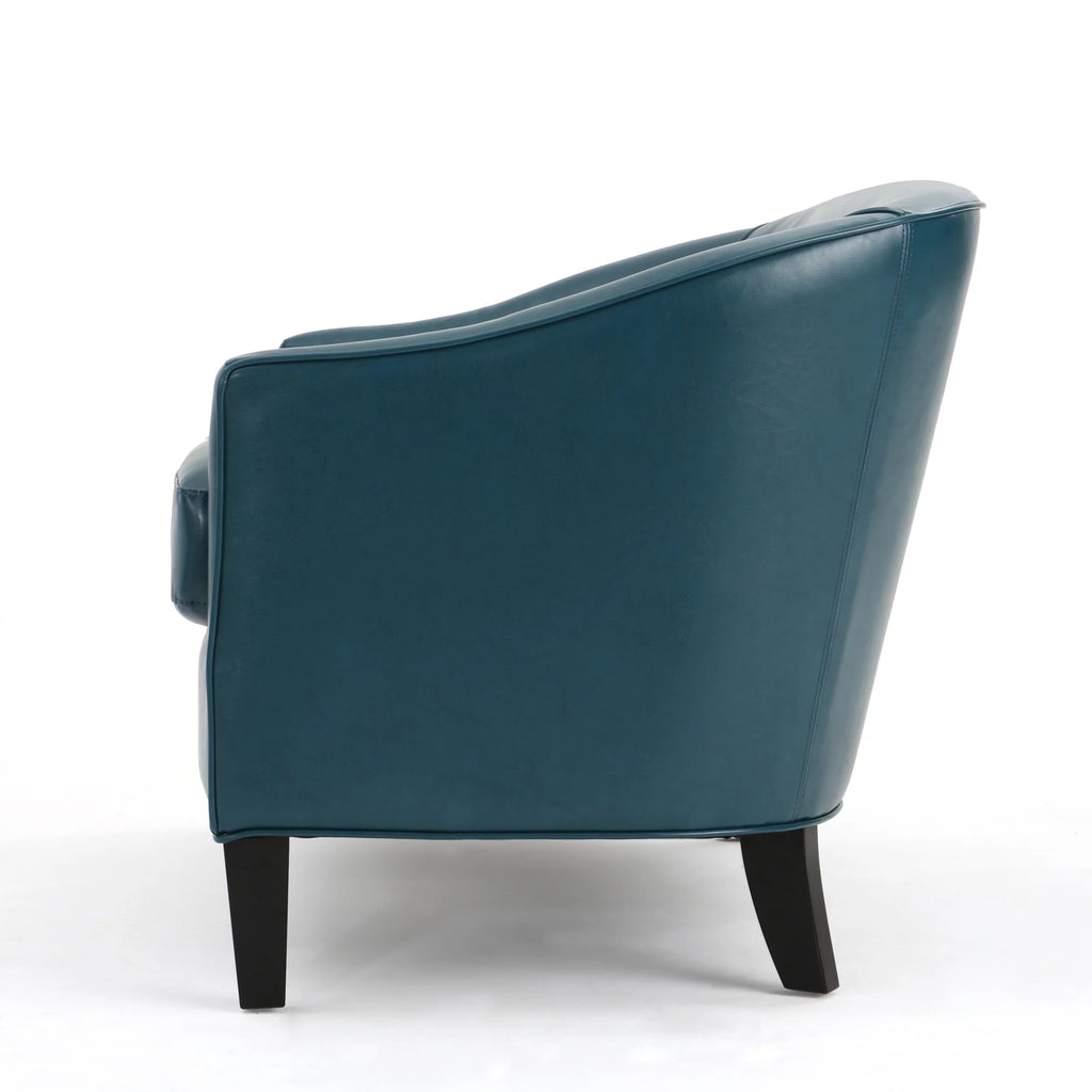 Teal Leather Loveseat J804