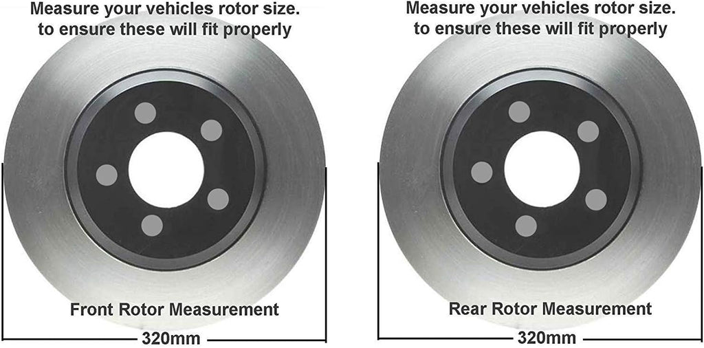 12.60" Front & Solid Rear Disc Rotors + Brake Pads 8pc Set O54836