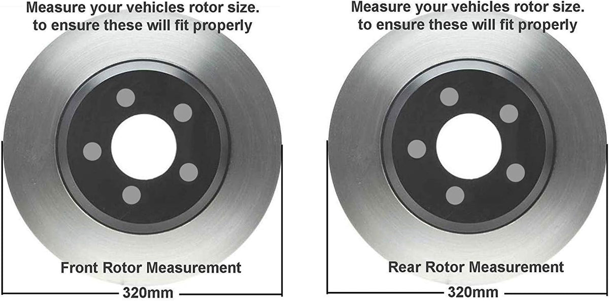 12.60" Front & Solid Rear Disc Rotors + Brake Pads 8pc Set O54836