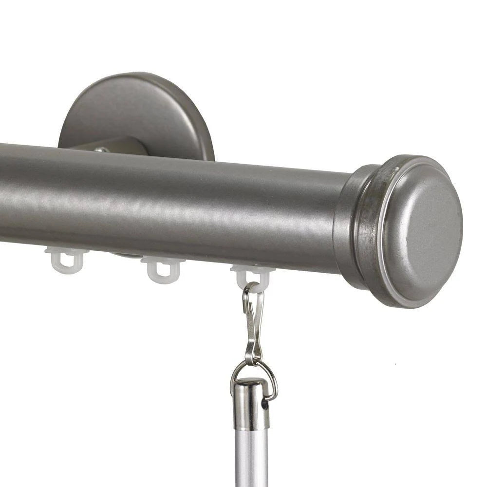 Antique Silver 132 in. Traverse Rod with Empire Finial W7530