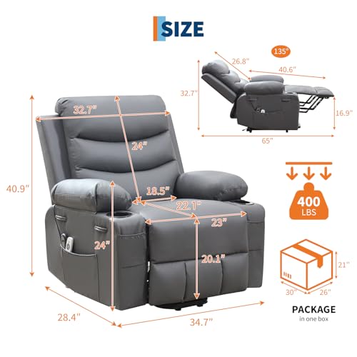 Oversize Power Lift Recliner Chair with Heat and Massage T225672