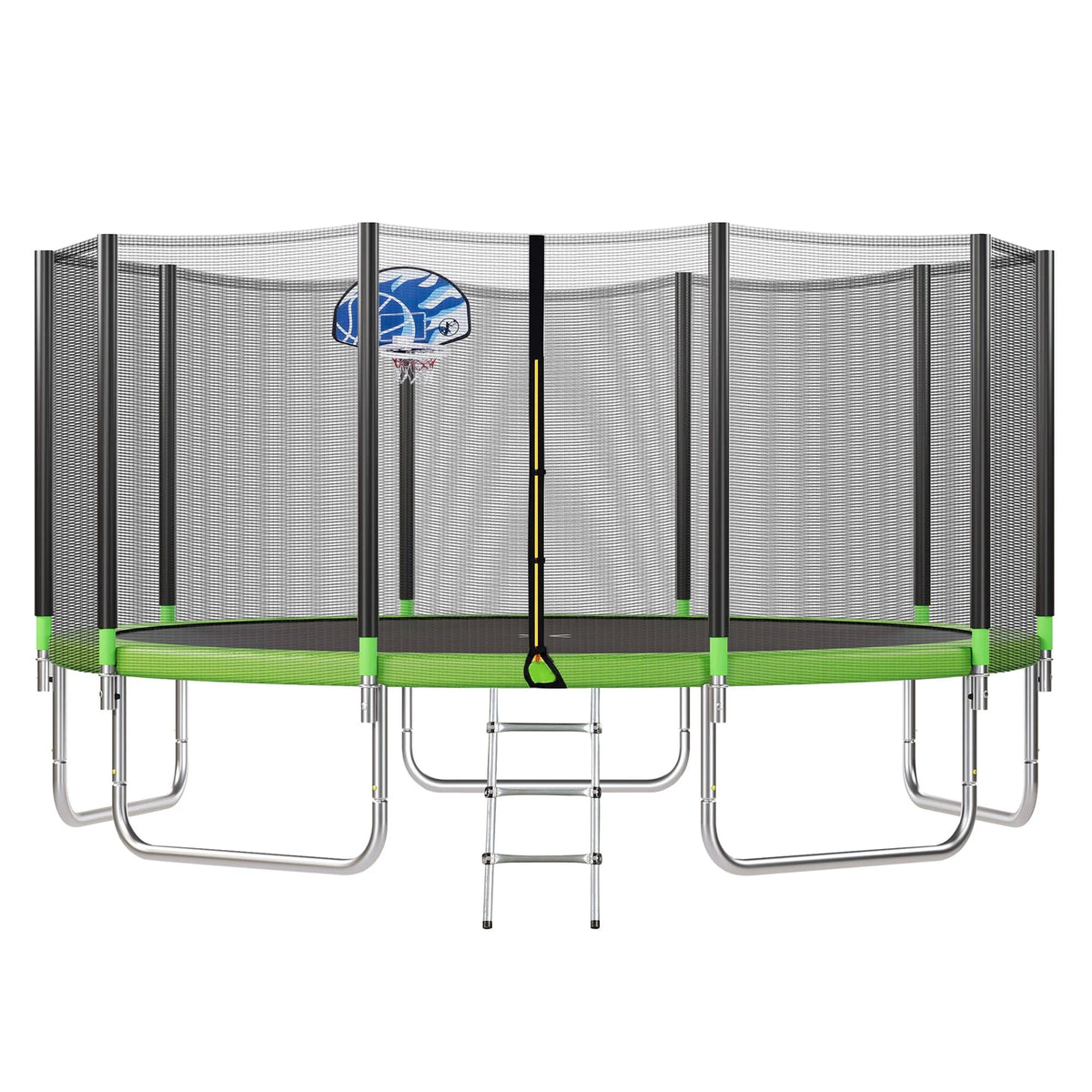 14FT Trampoline with Basketball Hoop and Safety Net X730393