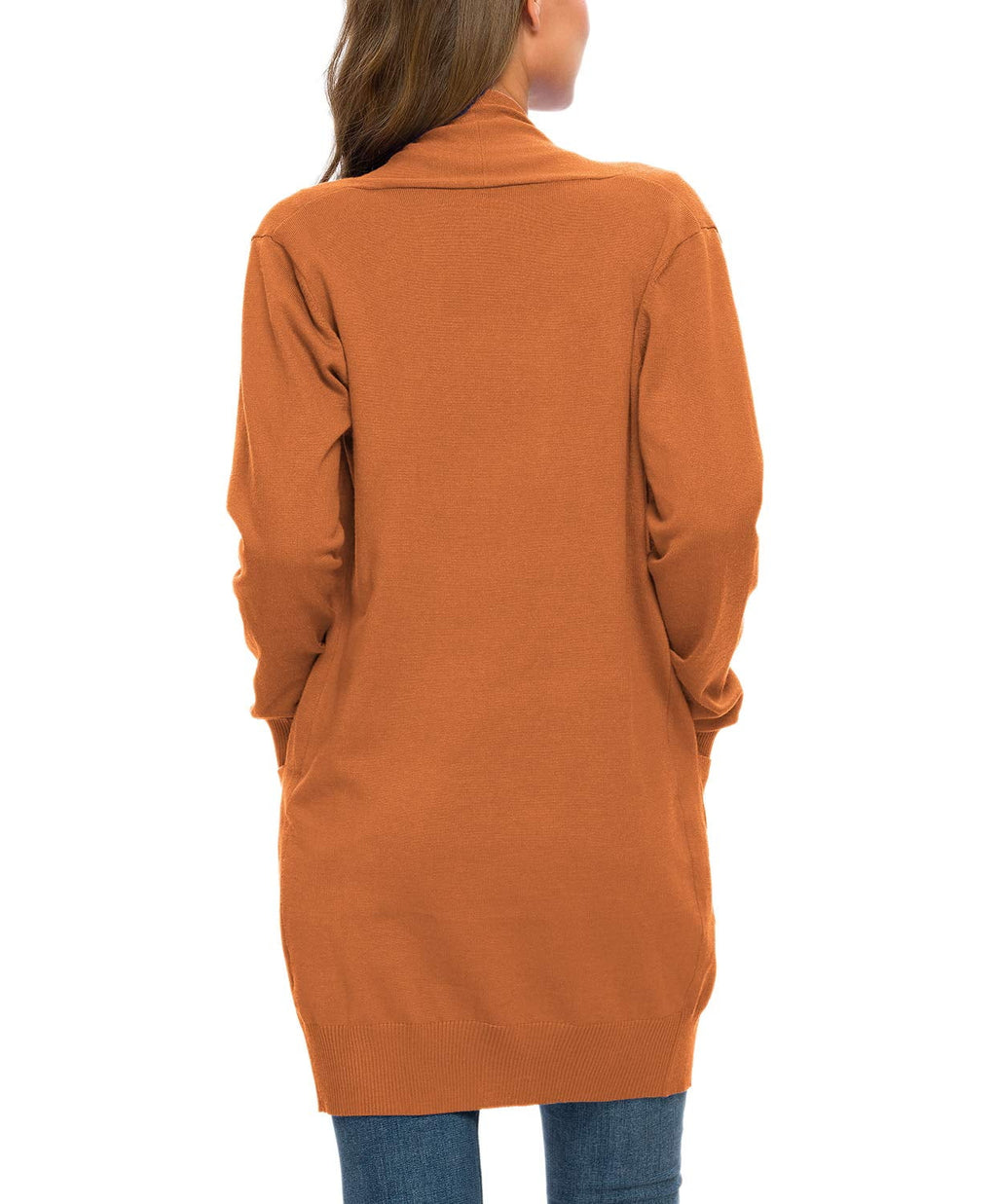 Solid Open Front Long Knit Cardigan Sweater V97500