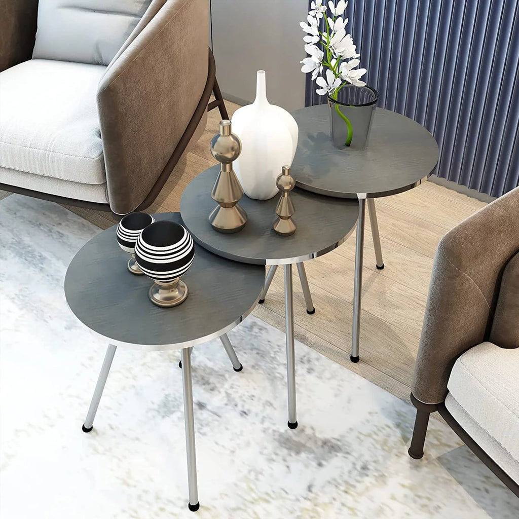 Set of 3 Round Nesting Tables D552914