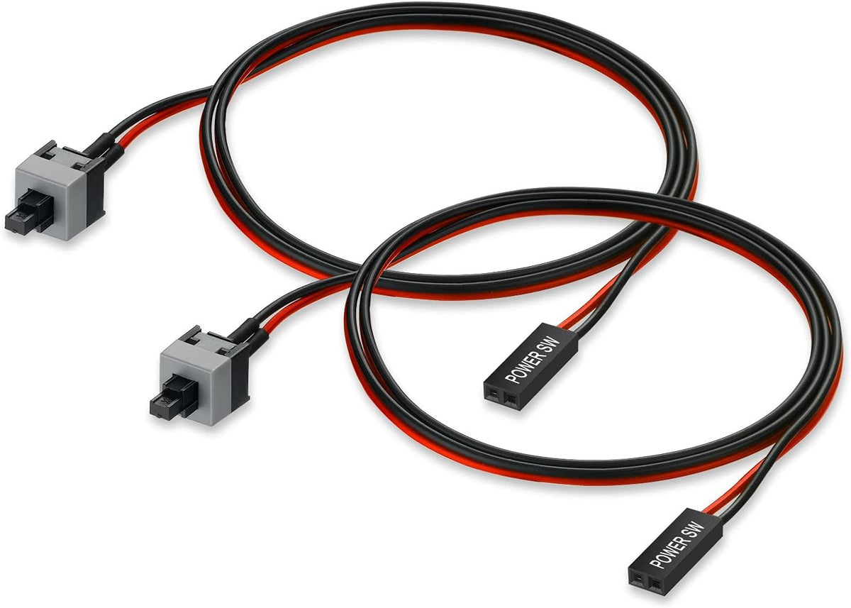 5pcs 2 Pin PC Power Cable Push Button ATX Computer Switch Wire Restart Switch 55CM T37775