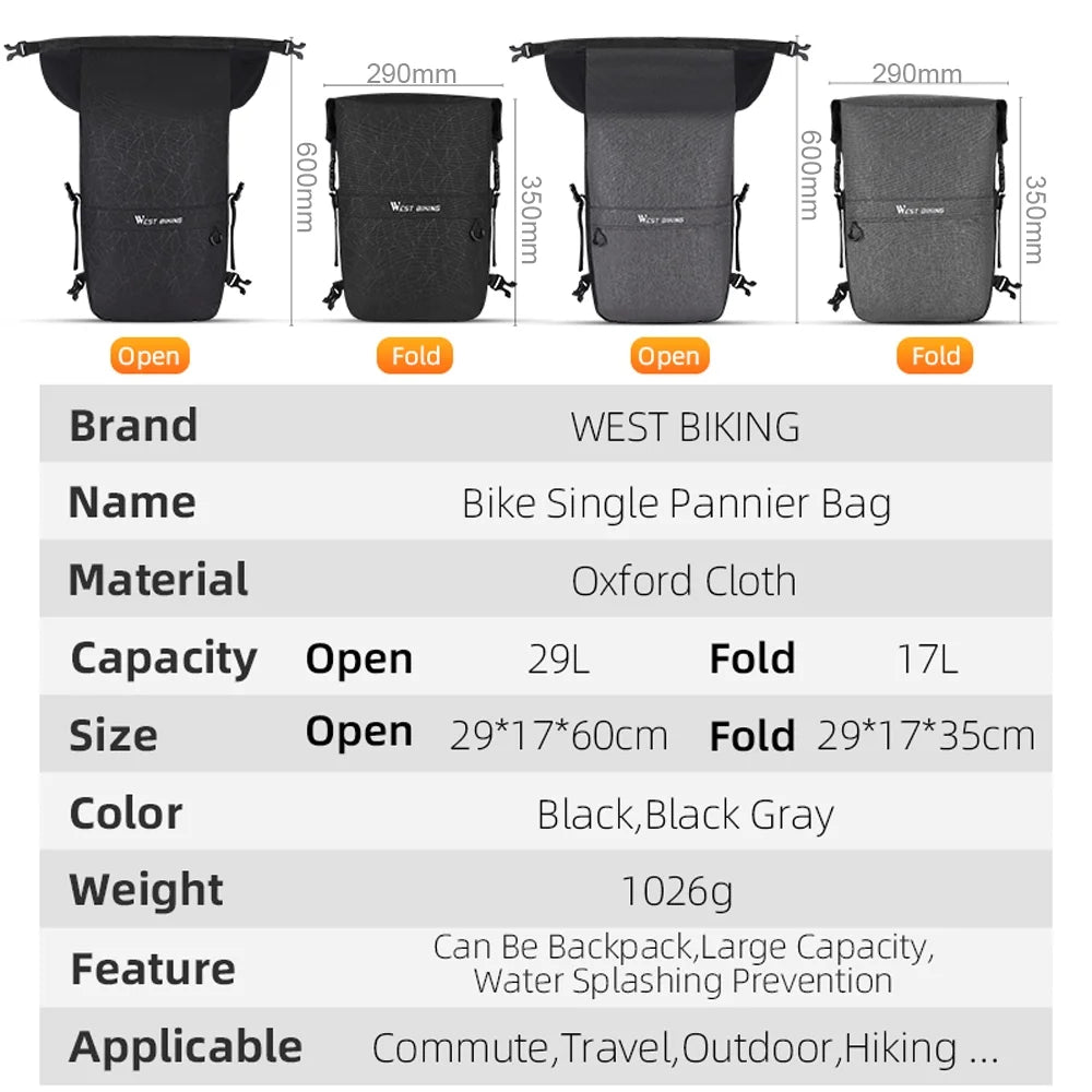 Expandable Bike Rear Seats Bag Cycling Bag V197886