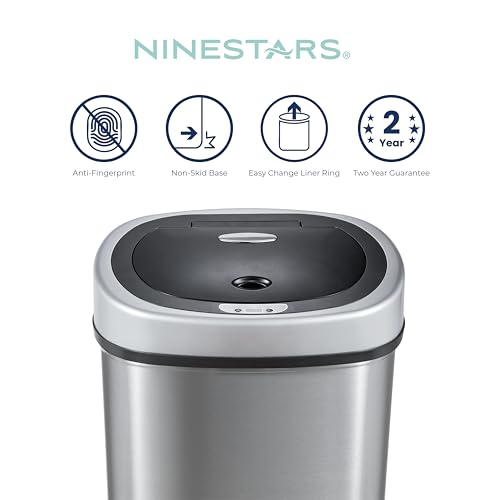 Automatic Touchless Infrared Motion Sensor Trash Can, 13 Gal 50L, Stainless Steel U17467