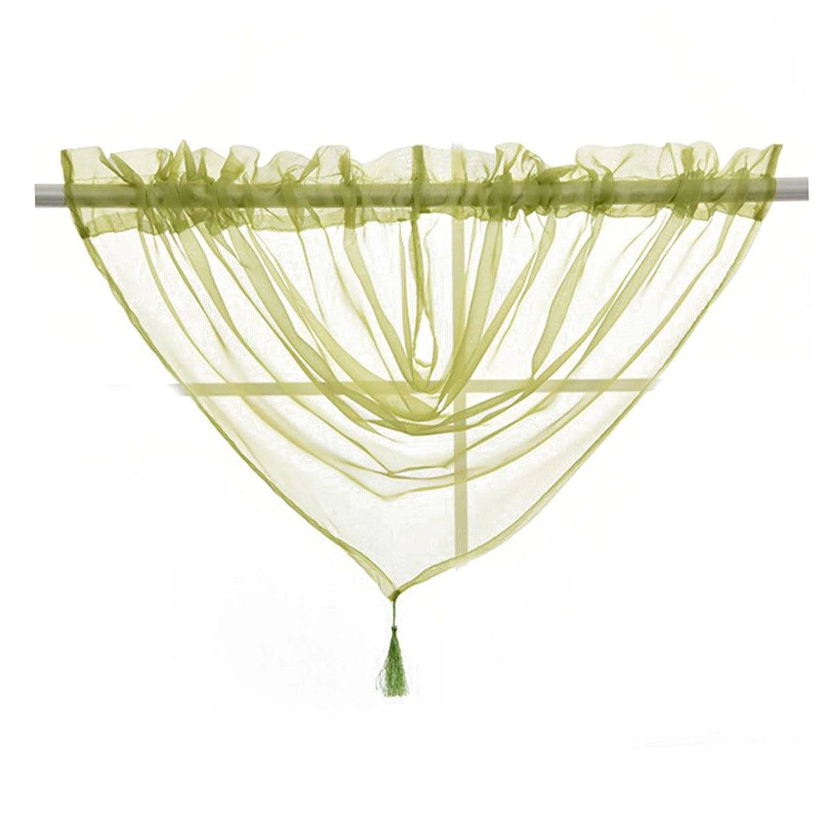 15 Color Solid Sheer Voile Curtains with Tassle P9451