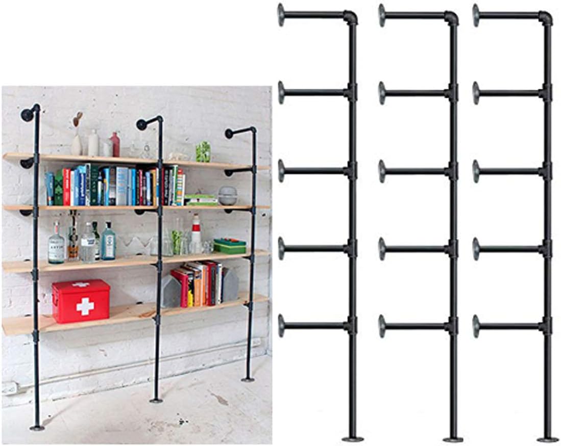 Industrial Retro Wall Mount Iron Pipe Shelf, DIY Open Bookshelf (2Pcs) R7554