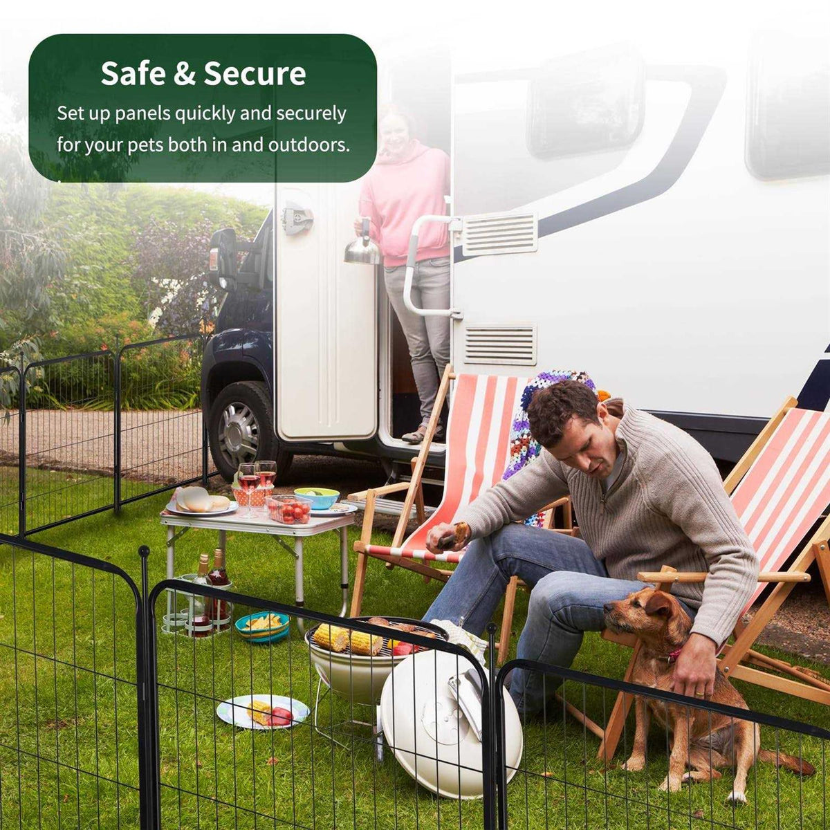 8 Panel Metal Exercise Pen with Pet Door A8660