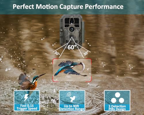 64MP 1296p Trail Camera with 100ft Night Vision Z55320