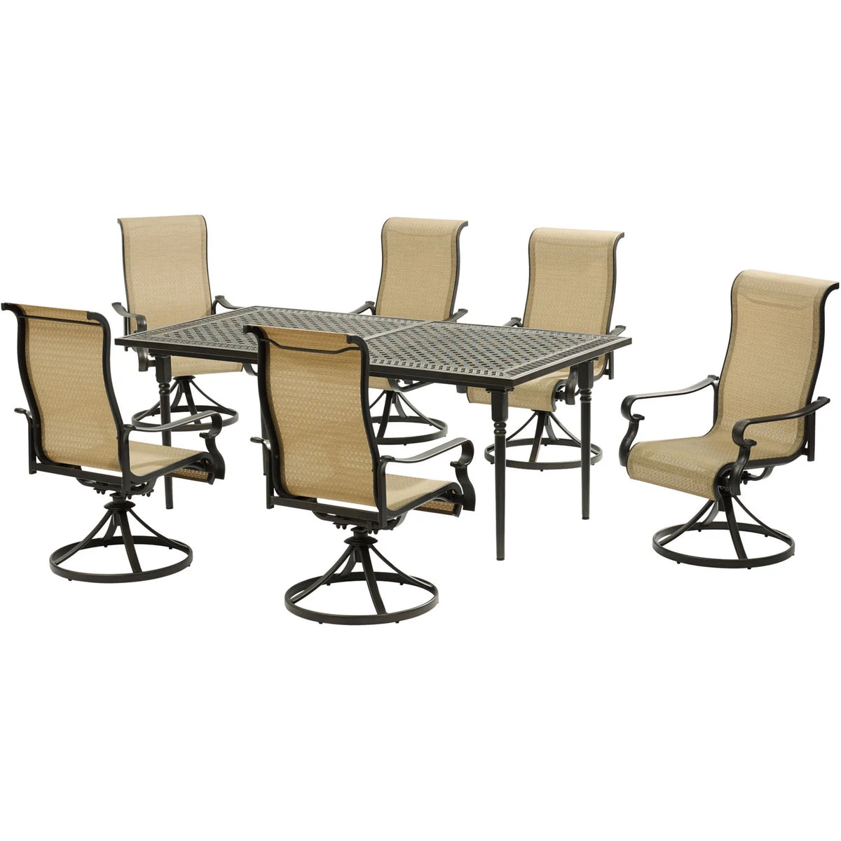 7-Piece Dining Set with Expandable Table and 6 Swivel Rockers K315