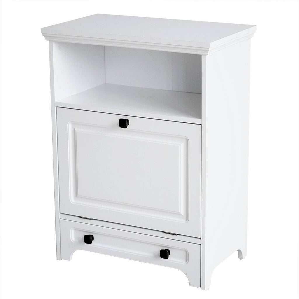 White Pet Feeding Station with Food Storage Cabinet T918391