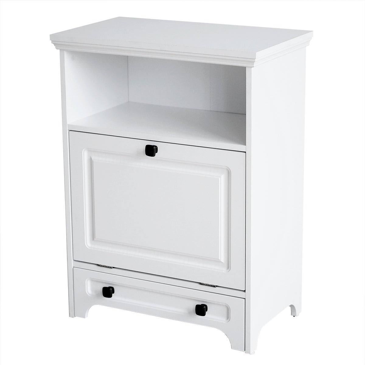 White Pet Feeding Station with Food Storage Cabinet T918391