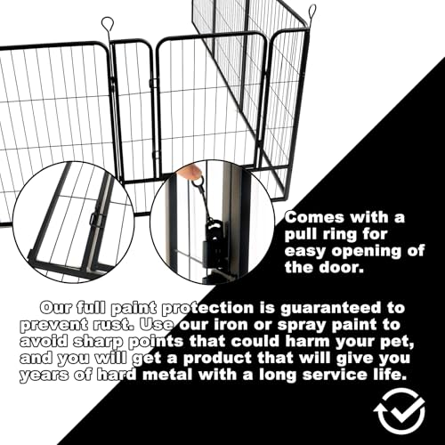 32 in Black Metal 16 Panel Dog Playpen with Gate Y9135