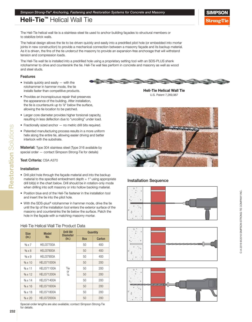 Helical Tie 3/8x22 x 16x22 Pack of 50 W293893