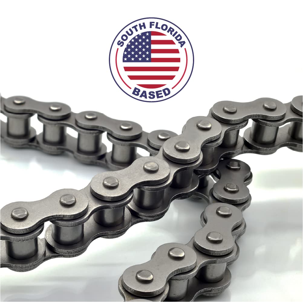 100 Feet Carbon Steel Roller Chain with 10 Connecting Links L1323
