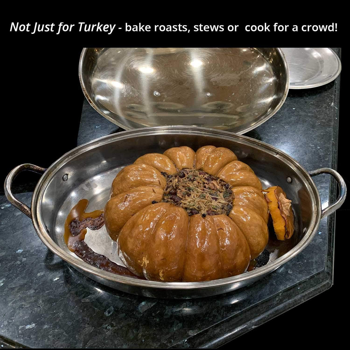 Stainless Steel Oval Roaster with Wire Rack and High Dome I515766