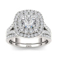 White Sapphire Sterling Silver Double Halo Bridal Sets H775903